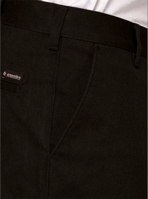 Greenfibre Brown Solid Slim Fit Casual Trouser