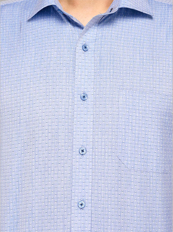 Greenfibre Sky Blue Dobby Regular Fit Formal Shirt