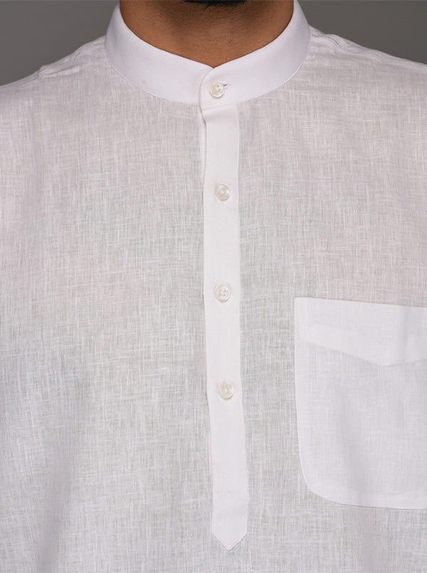 JadeBlue White Solid Regular Fit Modi Kurta