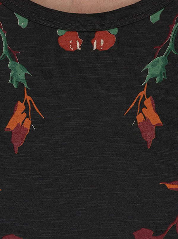 Dark Grey Printed Slim Fit Round Neck T-Shirt | JB Sport