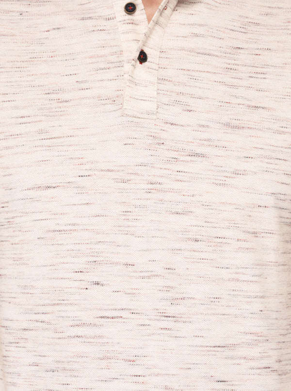 Beige Self Textured Slim Fit Polo T-Shirt | JB Sport