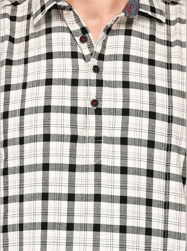 JadeBlue Black & White Checkered Short Kurta