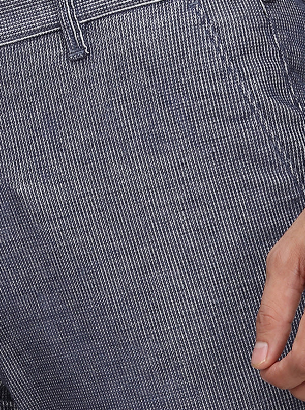 Navy Blue Solid Super Slim Fit Casual Trouser | Greenfibre