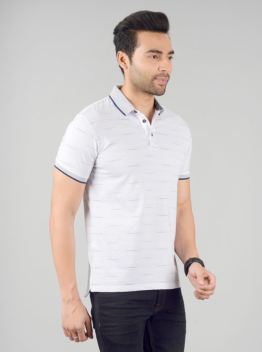 Smoked Pearl Printed Slim Fit Polo T-shirt | JB Sport