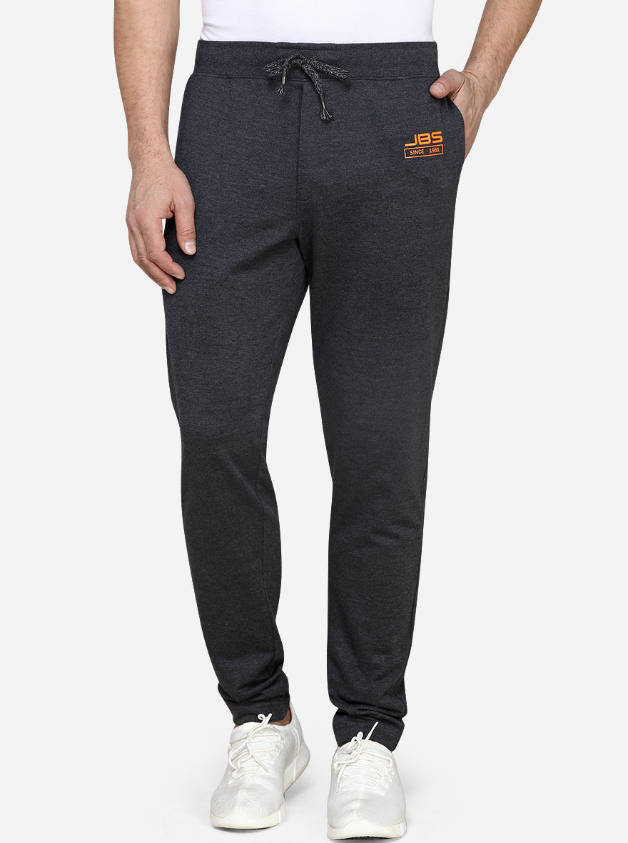 Anthra Melange Solid Regular Fit Track Pants | JadeBlue
