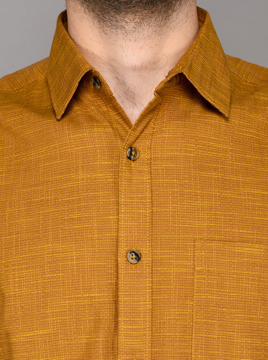 Golden Self Textured Slim Fit Casual Shirt | JB Sport