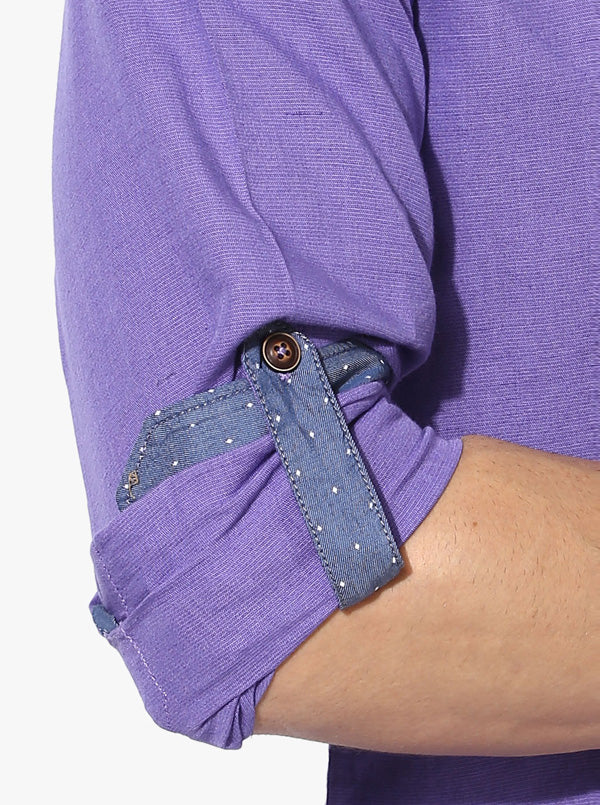Greenfibre Light Purple Slim Fit Casual Shirt