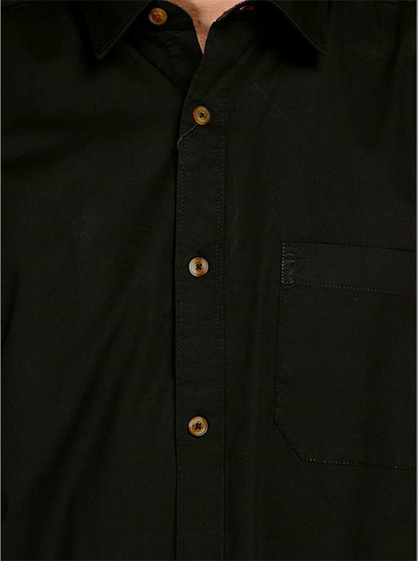 Greenfibre Black Regular Fit Casual Shirt