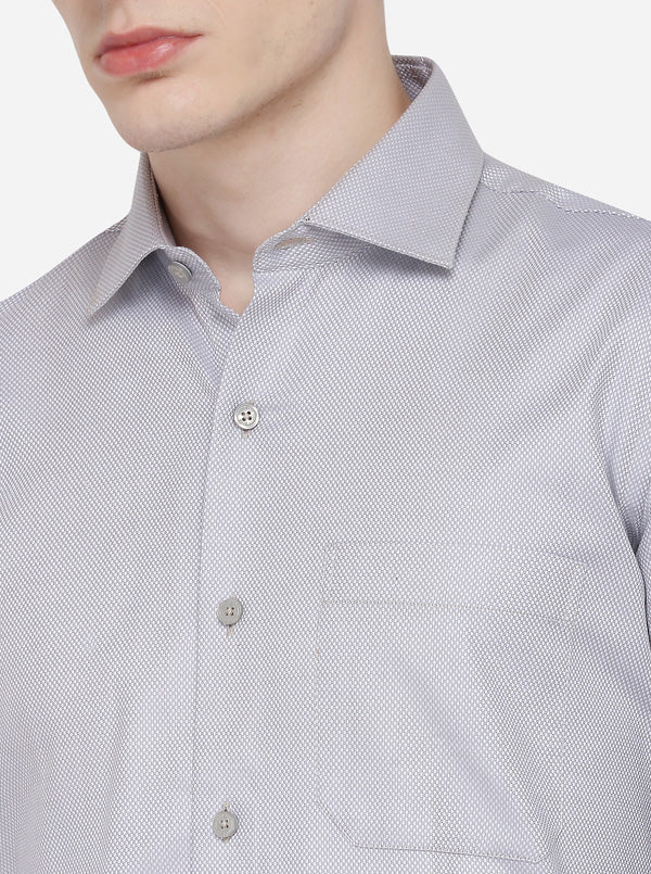 Grey Dobby Slim Fit Formal Shirt | Metal