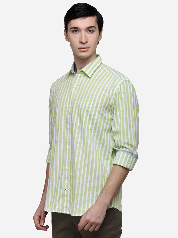 Green Tailored Fit Checked Casual Shirt | JB Sport