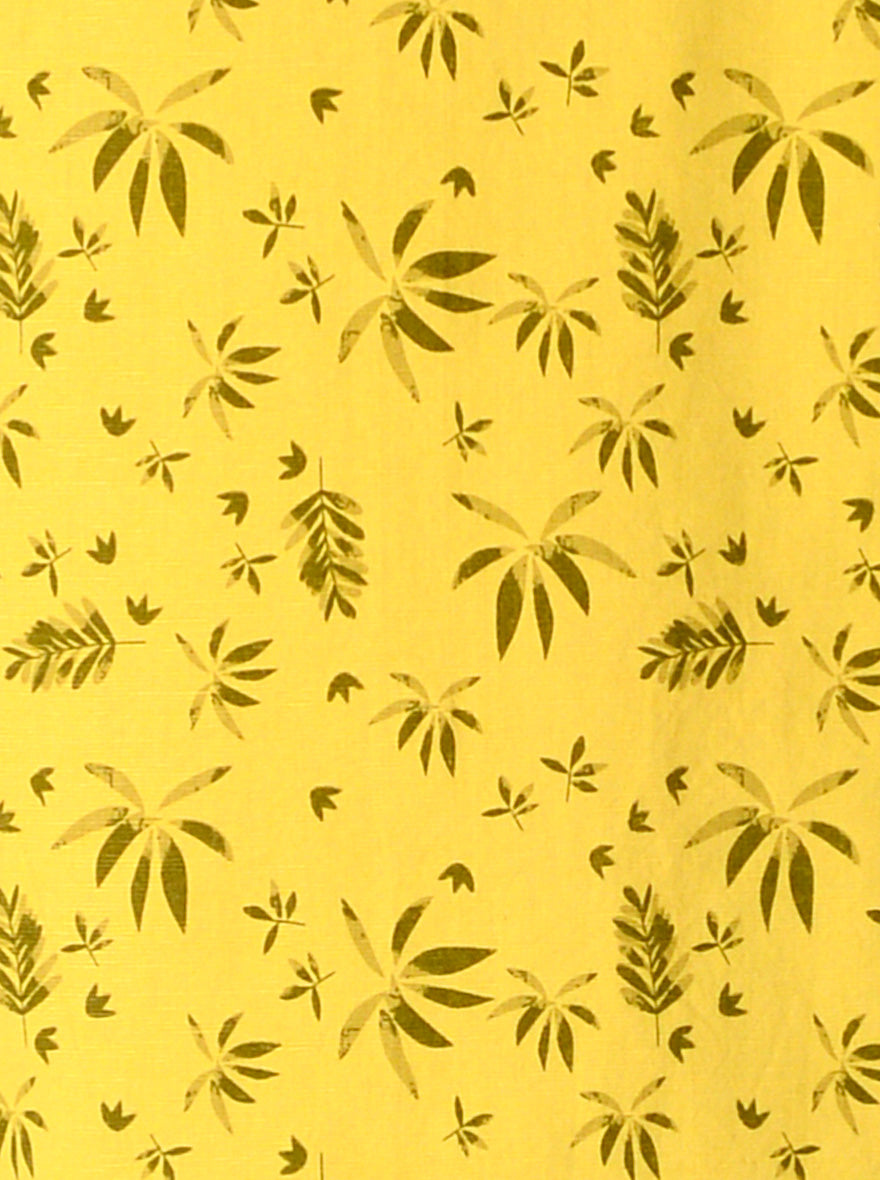 Bright Yellow Printed Slim Fit Casual Shirt | JB Sport