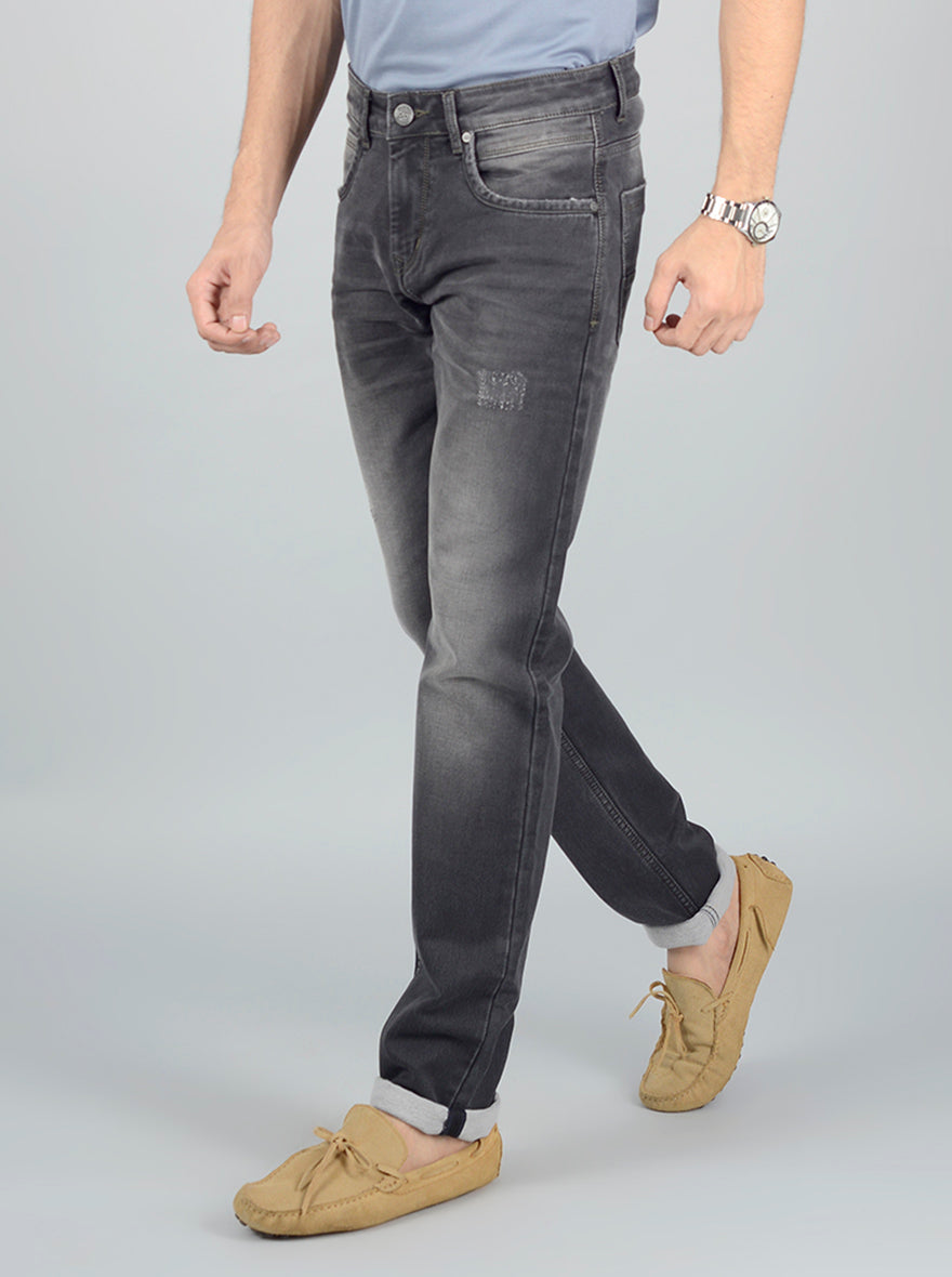 Grey Washed Slim Fit Jeans | JB Sport