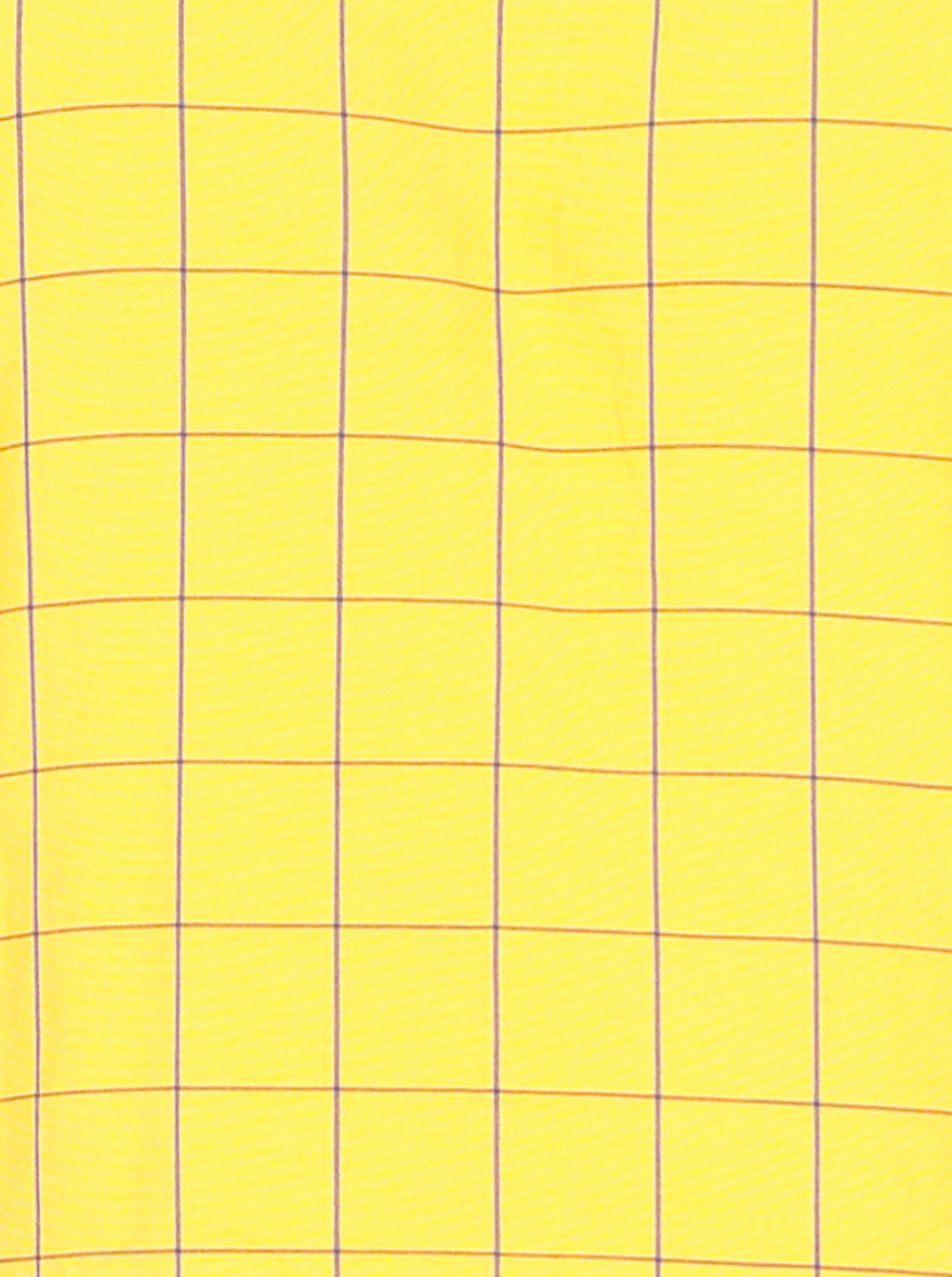 Cyber Yellow & Blue Checked Tailored Fit Casual Shirt | JB Sport