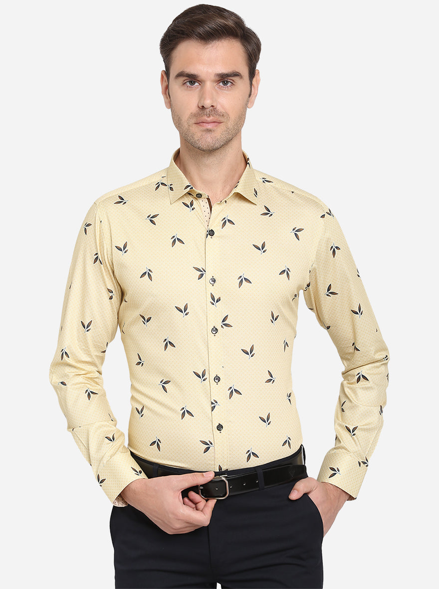 Albescent"s White Printed Slim Fit Party Wear Shirt | JB Studio