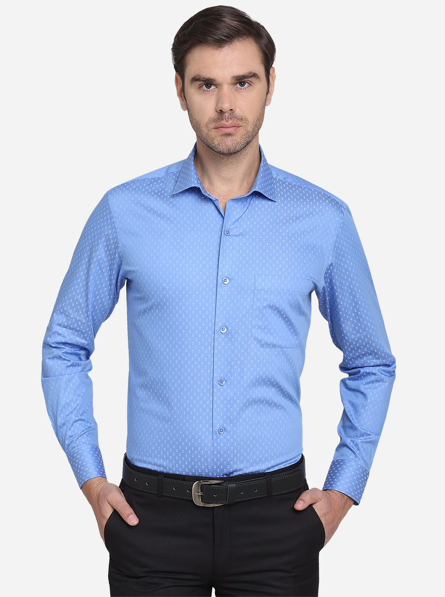 Light Blue Dobby Slim Fit Formal Shirt | Metal