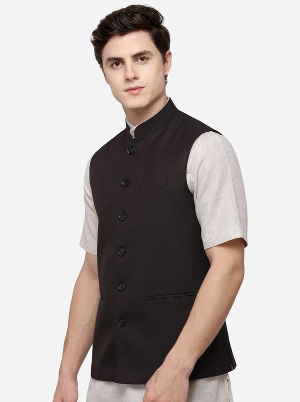 Dark Brown Regular Fit Solid Modi Jacket | JadeBlue