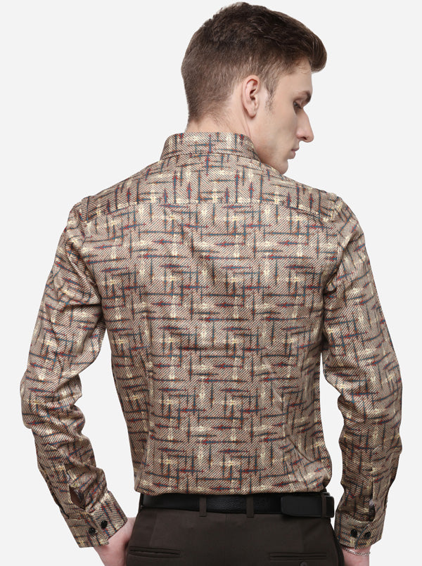 Grey Printed Slim Fit Party Wear Shirt | Wyre