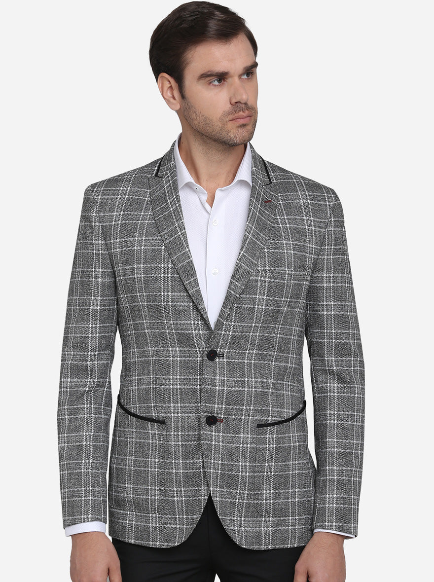 Grey & White Blazer | JB Studio