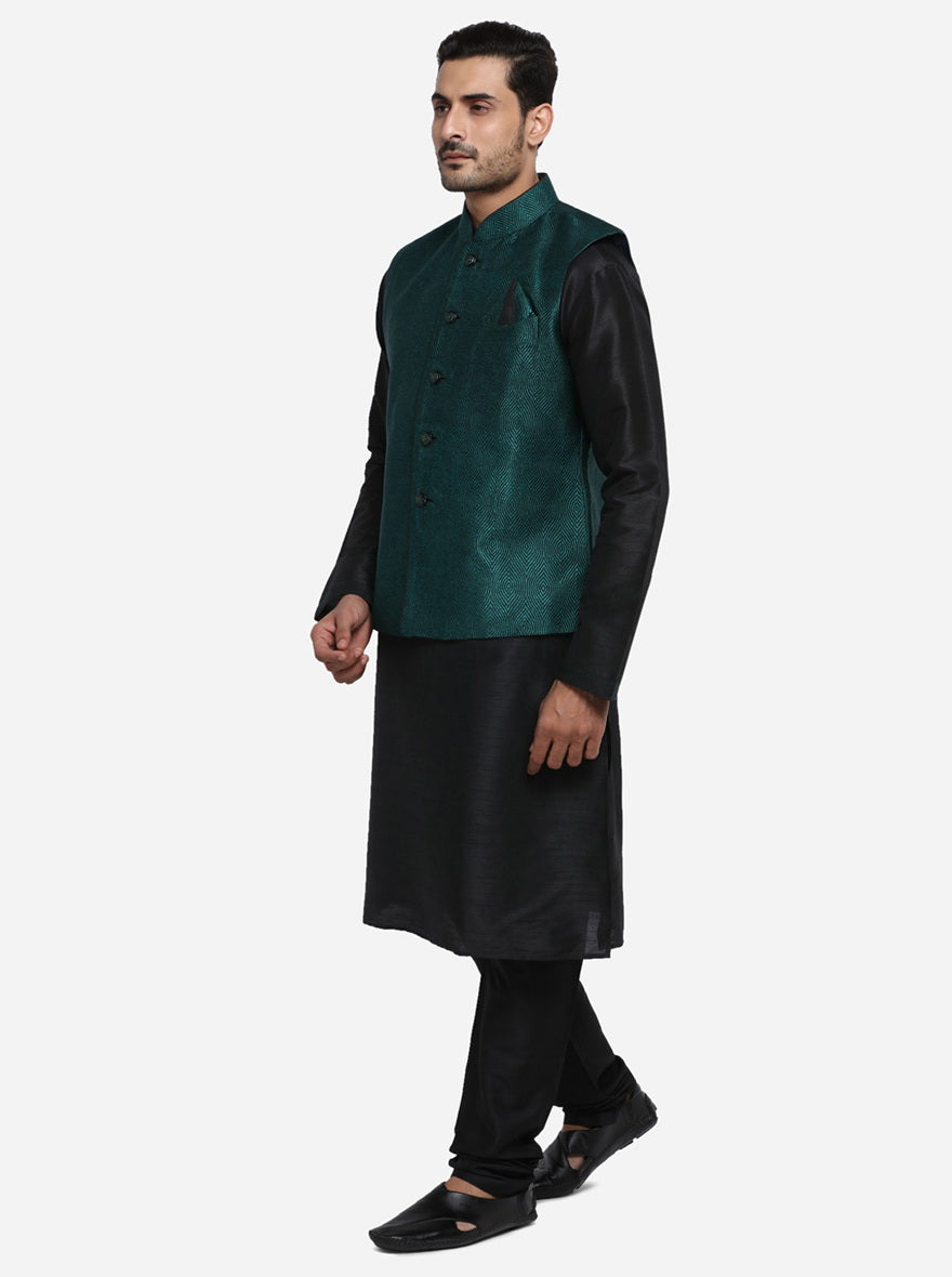 Bottle Green Bandhgala Jacket | Azania