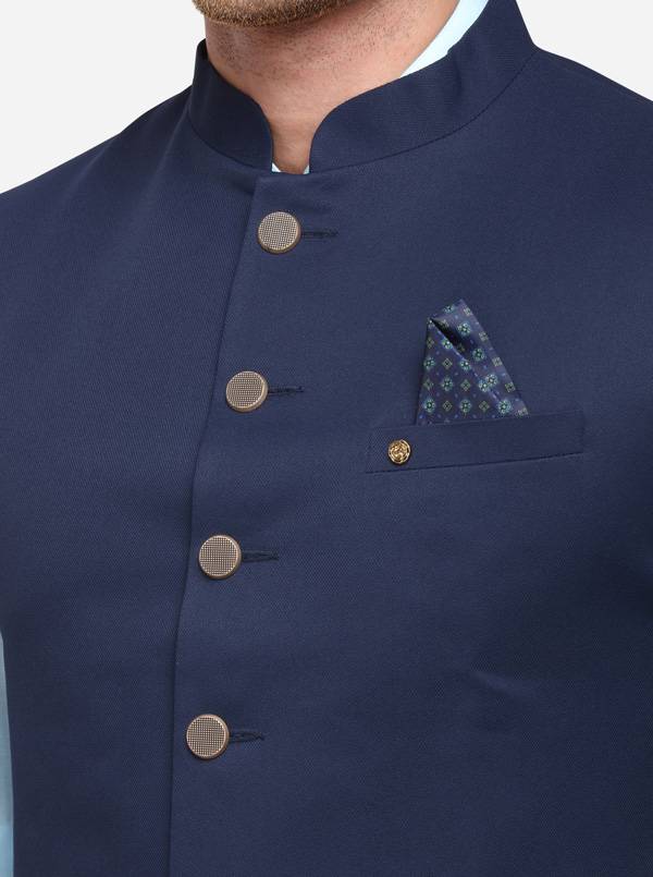 Navy Blue Bandhgala Jacket | Greenfibre