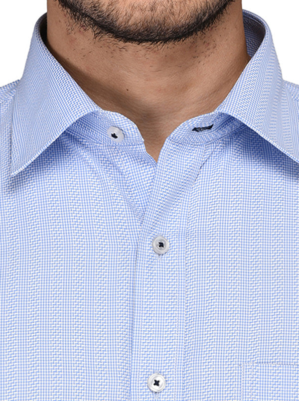 Greenfibre Sky Blue Striped Regular Fit Formal Shirt