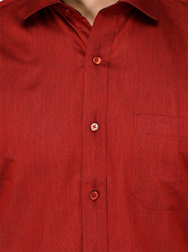 Greenfibre Maroon Regular Fit Formal Shirt