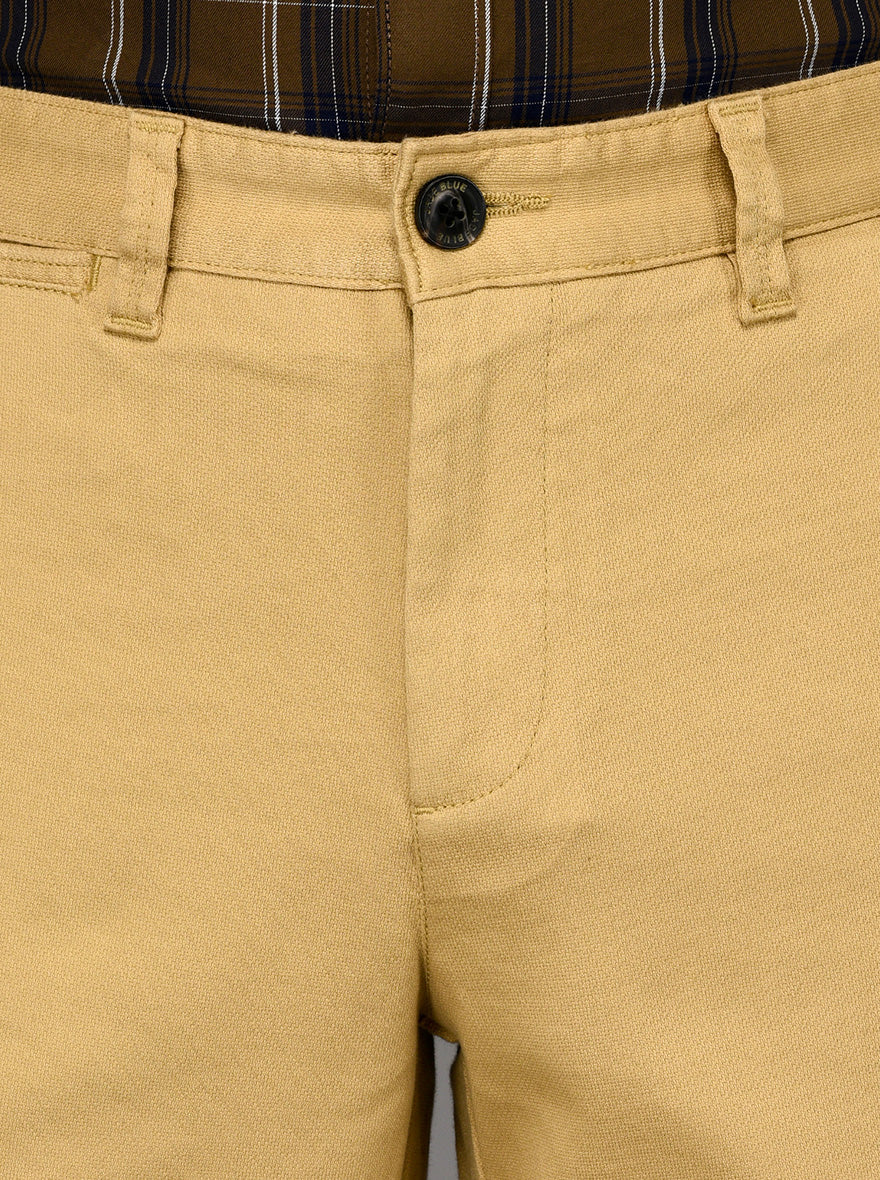 JadeBlue Cream Self Textured Slim Fit Chinos
