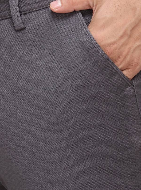 Dark Grey Solid Uno Fit Casual Trouser | JadeBlue Sport