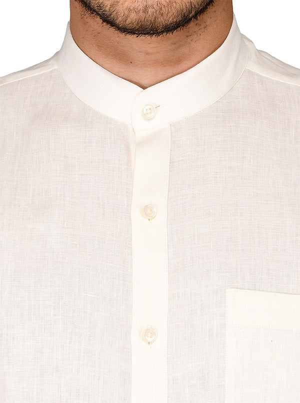 JadeBlue Off-white Self Textured Regular Fit Formal Shirt