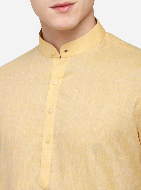 Light Yellow Solid Regular Fit Modi Kurta | JadeBlue
