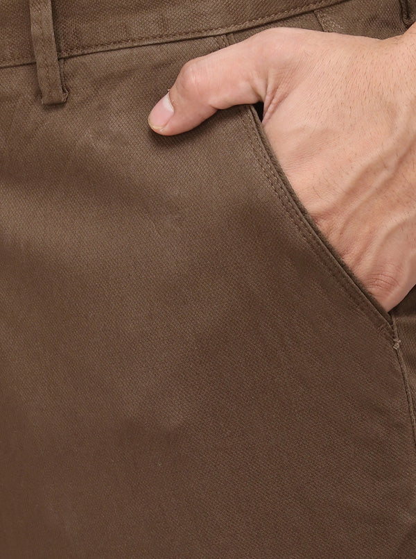Dark Brown Solid Uno Fit Casual Trouser | JadeBlue Sport