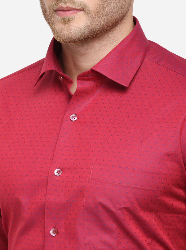 Red Dobby Slim Fit Formal Shirt | Metal