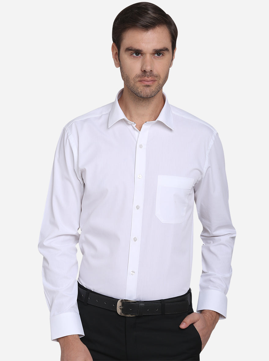 White Solid Regular Fit Formal Shirt | Greenfibre