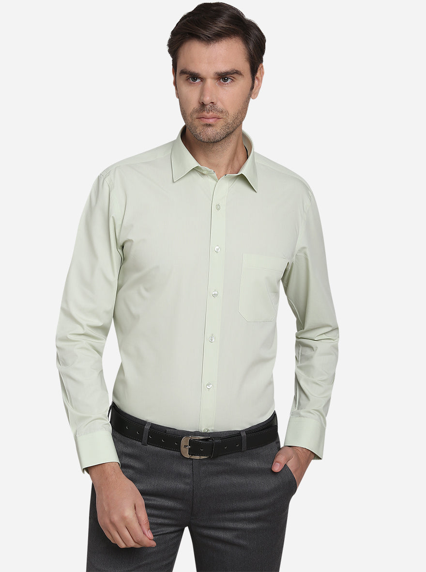 Pista Green Solid Regular Fit Formal Shirt | Greenfibre