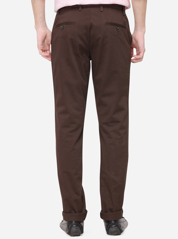 Brown Solid Uno Fit Casual Trouser | JadeBlue Sport