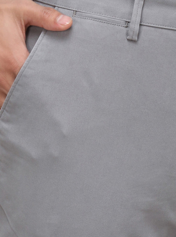 Light Grey Solid Uno Fit Casual Trouser | JadeBlue Sport