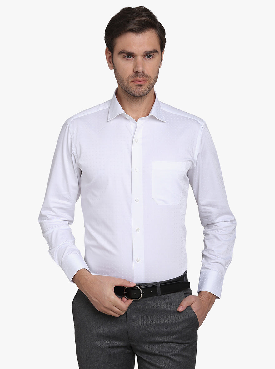 White Dobby Slim Fit Formal Shirt | Metal