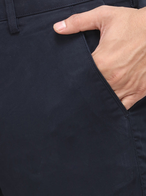 Dark Blue Solid Uno Fit Casual Trouser | JadeBlue Sport