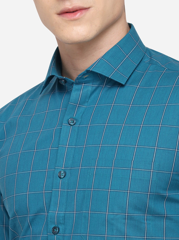Rama Checked Regular Fit Formal Shirt | JadeBlue
