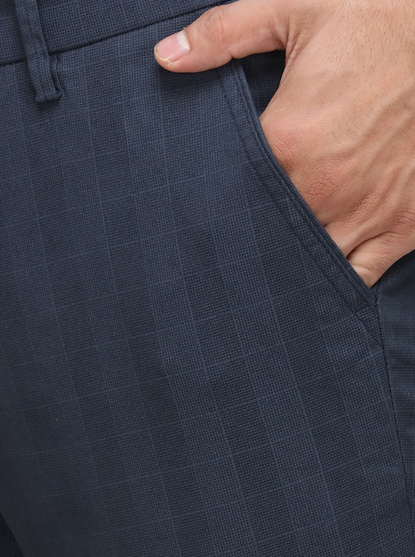 Navy Blue Solid Uno Fit Casual Trouser | JadeBlue Sport