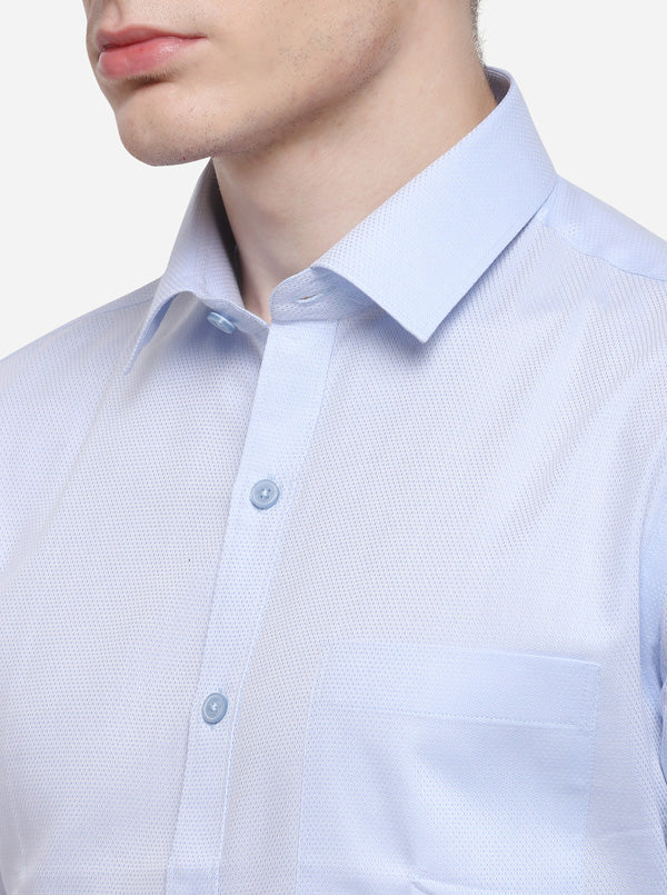Sky Blue Dobby Regular Fit Formal Shirt | JadeBlue