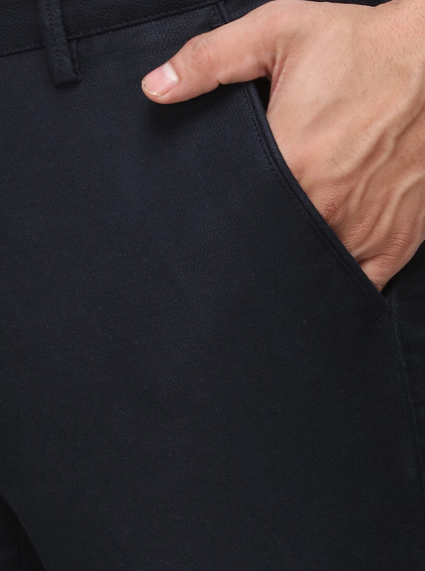 Navy Blue Solid Uno Fit Casual Trouser | JadeBlue Sport
