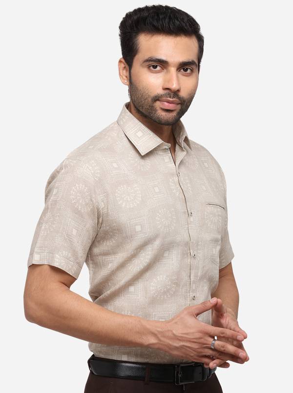 Natural Printed Slim Fit Party Wear Shirt | JB Studio
