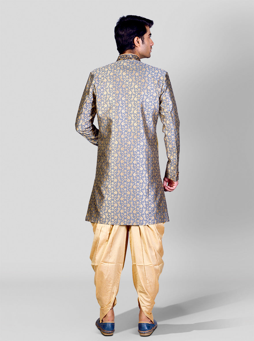 Grey & Golden Semi Indowestern | Azania