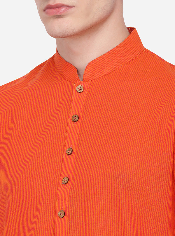 Orange Striped Regular Fit Kurta | Azania