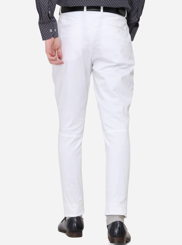 White Solid Super Slim Fit Formal Trouser | JadeBlue