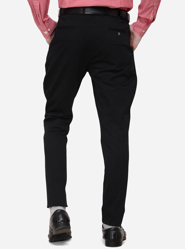 Black Solid Super Slim Fit Formal Trouser | JadeBlue