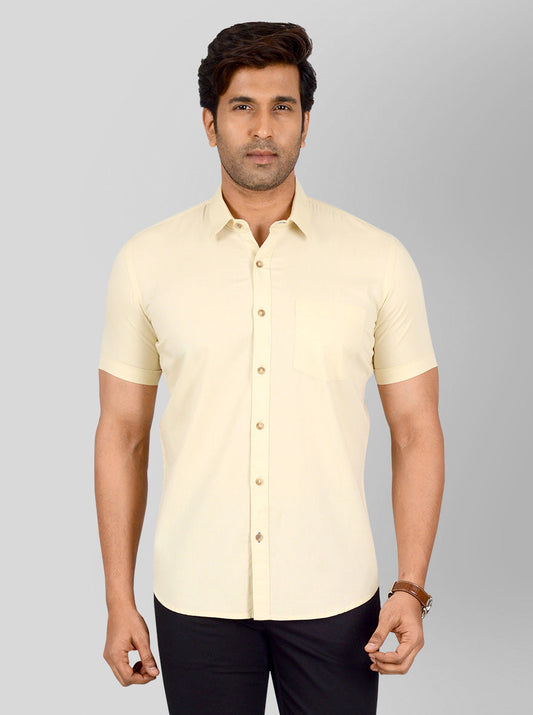 Beige Self Textured Smart Fit Casual Shirt | Greenfibre