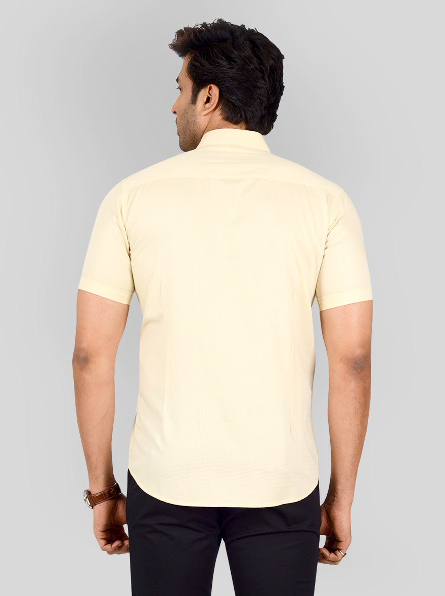 Beige Self Textured Smart Fit Casual Shirt | Greenfibre