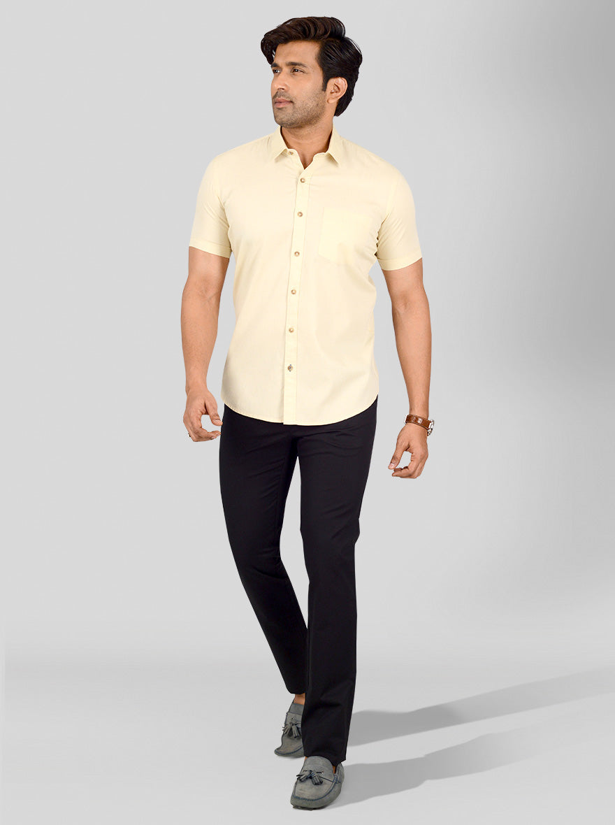 Beige Self Textured Smart Fit Casual Shirt | Greenfibre